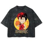 Playera streetwear premium de anime y gaming ExtraLife MX, corte boxy deluxe mineral wash heavyweight en color Acid Wash, moda urbana mexicana de culto.