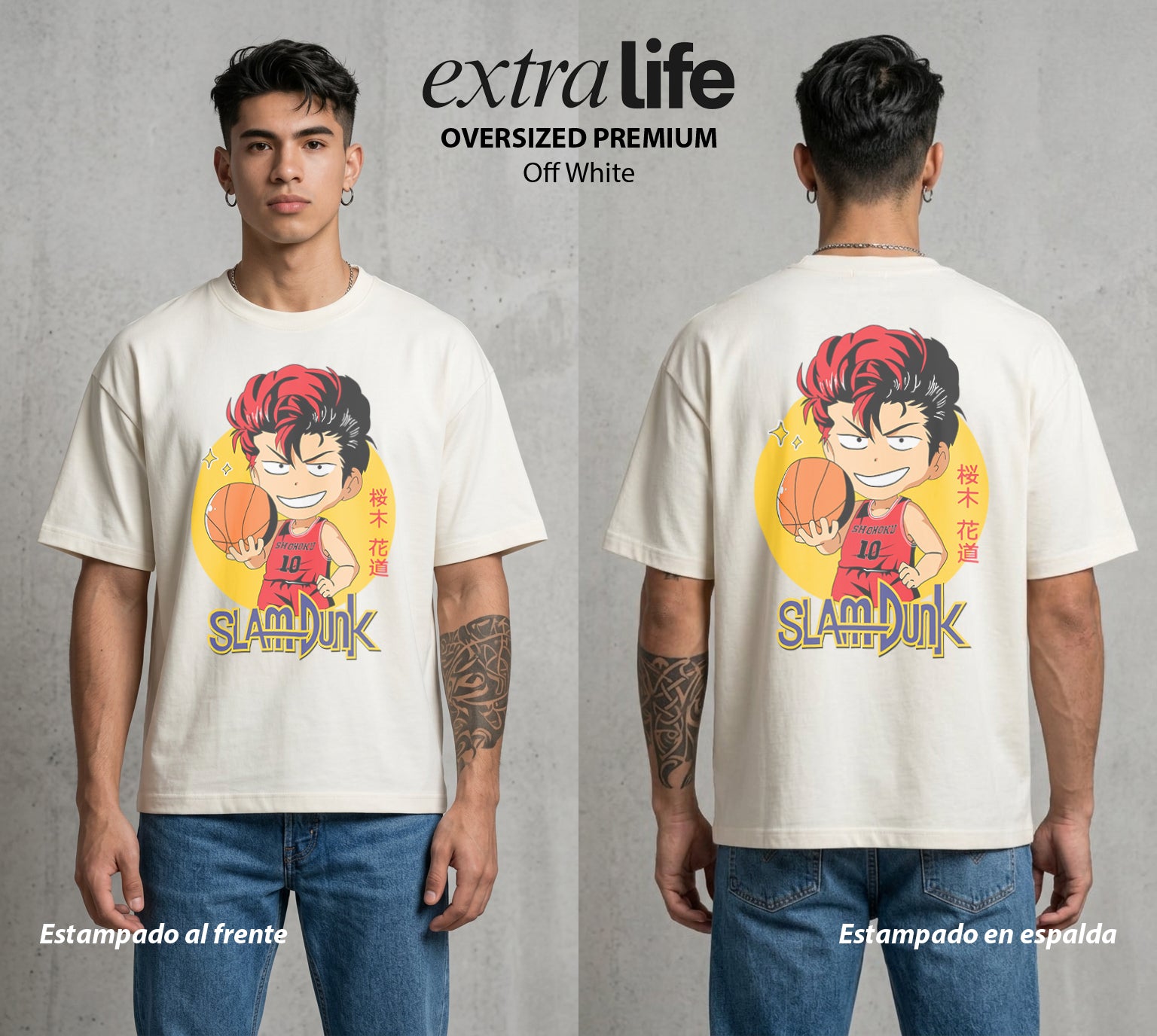 La Cancha del Destino | El Genio del Tablero #04025 - Playera Oversized Premium | Off White - Foto en modelo