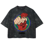 Playera streetwear premium de anime y gaming ExtraLife MX, corte boxy deluxe mineral wash heavyweight en color Acid Wash, moda urbana mexicana de culto.