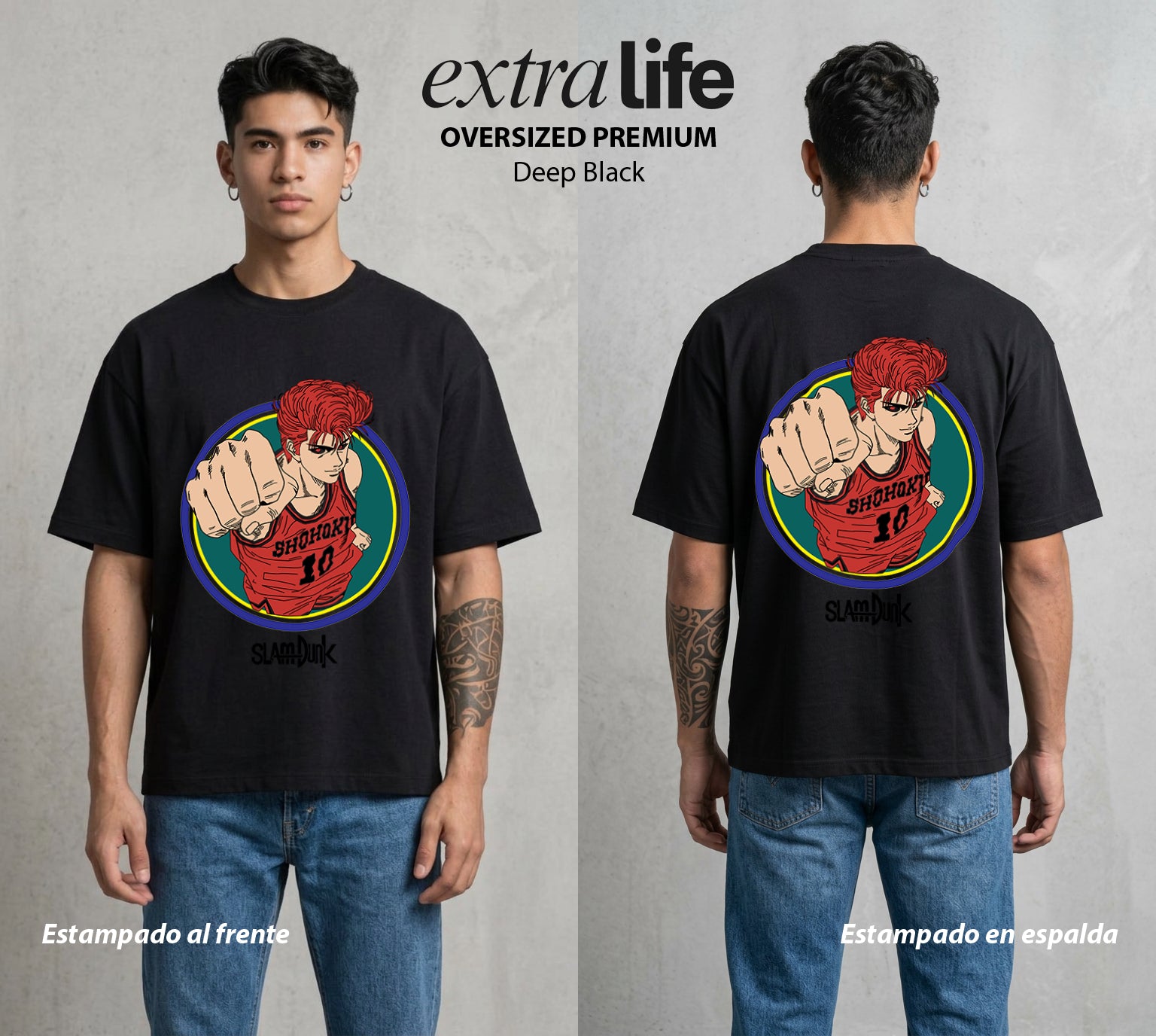 La Cancha del Destino | El Aprendiz del Tablero #04027 - Playera Oversized Premium | Deep Black - Foto en modelo