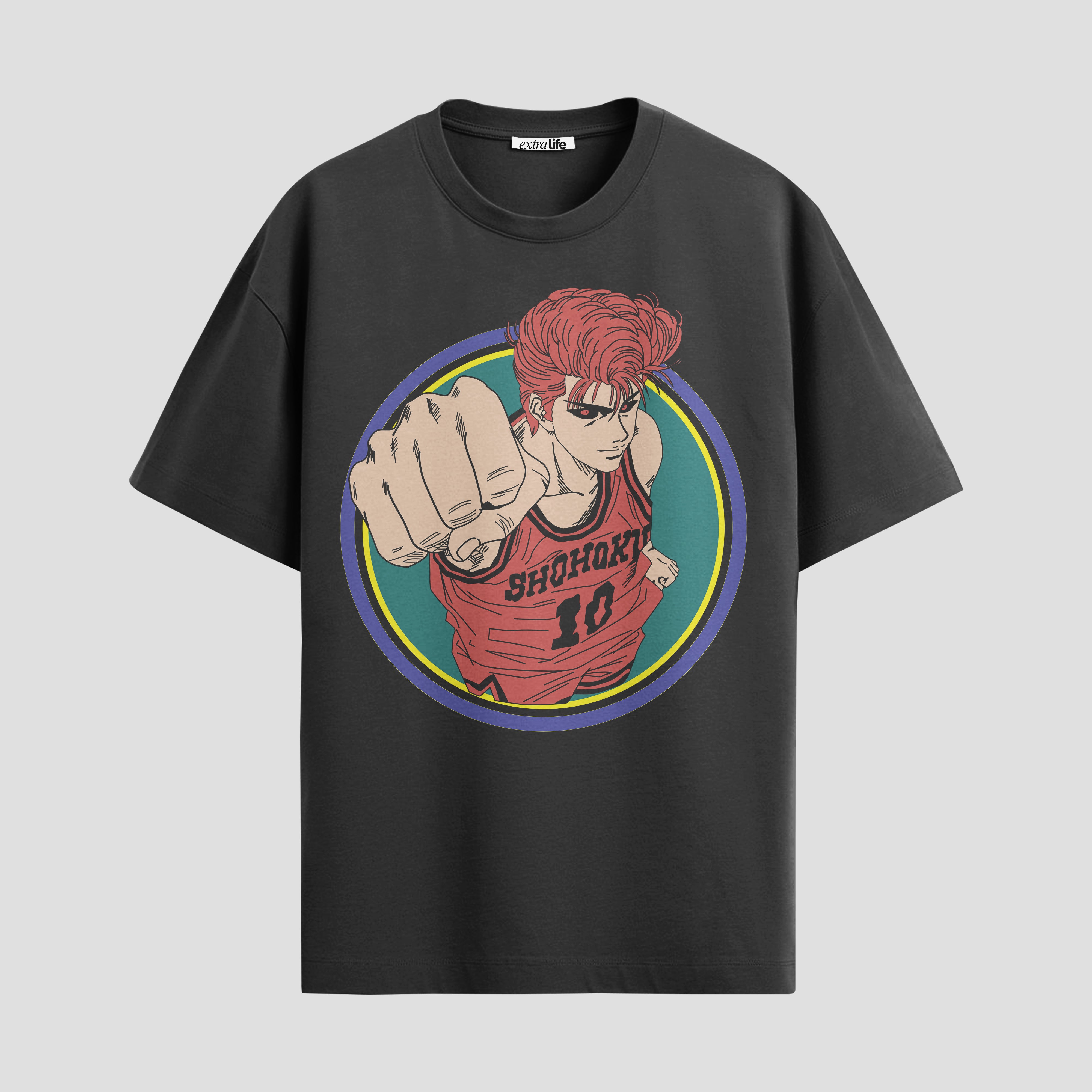 Playera urbana de anime y gaming ExtraLife MX, corte Standard Fit unisex ligero y transpirable en color Deep Black y Pure White, ropa de uso diario para gym y casual.