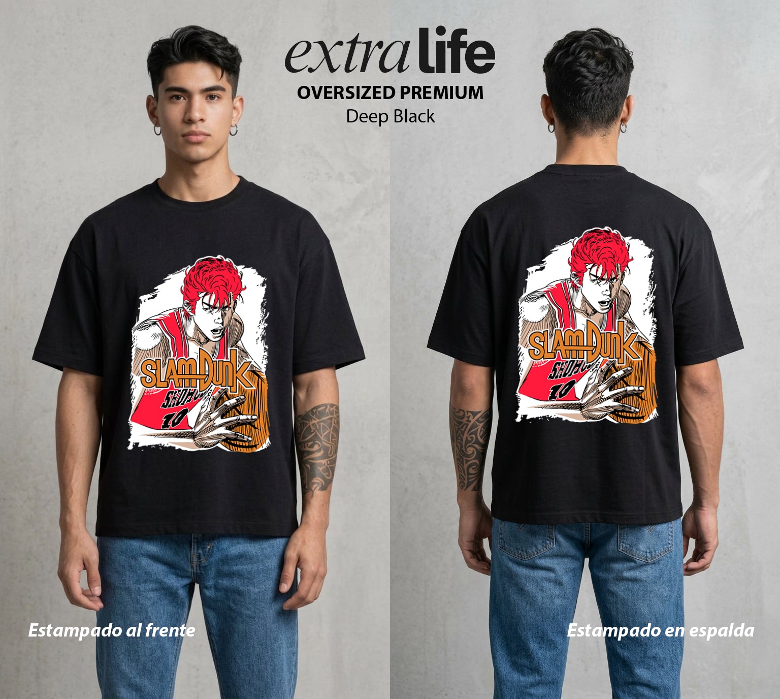 La Cancha del Destino | El Genio del Tablero #04037 - Playera Oversized Premium | Deep Black - Foto en modelo