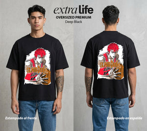 La Cancha del Destino | El Genio del Tablero #04037 - Playera Oversized Premium | Deep Black - Foto en modelo