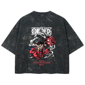 Playera streetwear premium de anime y gaming ExtraLife MX, corte boxy deluxe mineral wash heavyweight en color Acid Wash, moda urbana mexicana de culto.