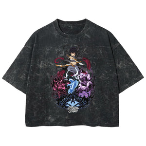 Playera streetwear premium de anime y gaming ExtraLife MX, corte boxy deluxe mineral wash heavyweight en color Acid Wash, moda urbana mexicana de culto.