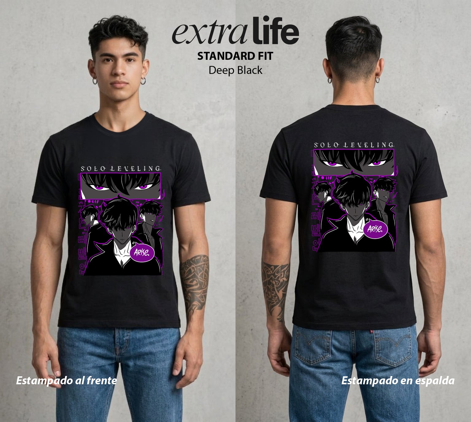 El Cazador Solitario | El Renacimiento del Bien #04043 - Playera Standard Fit | Deep Black - Foto en modelo