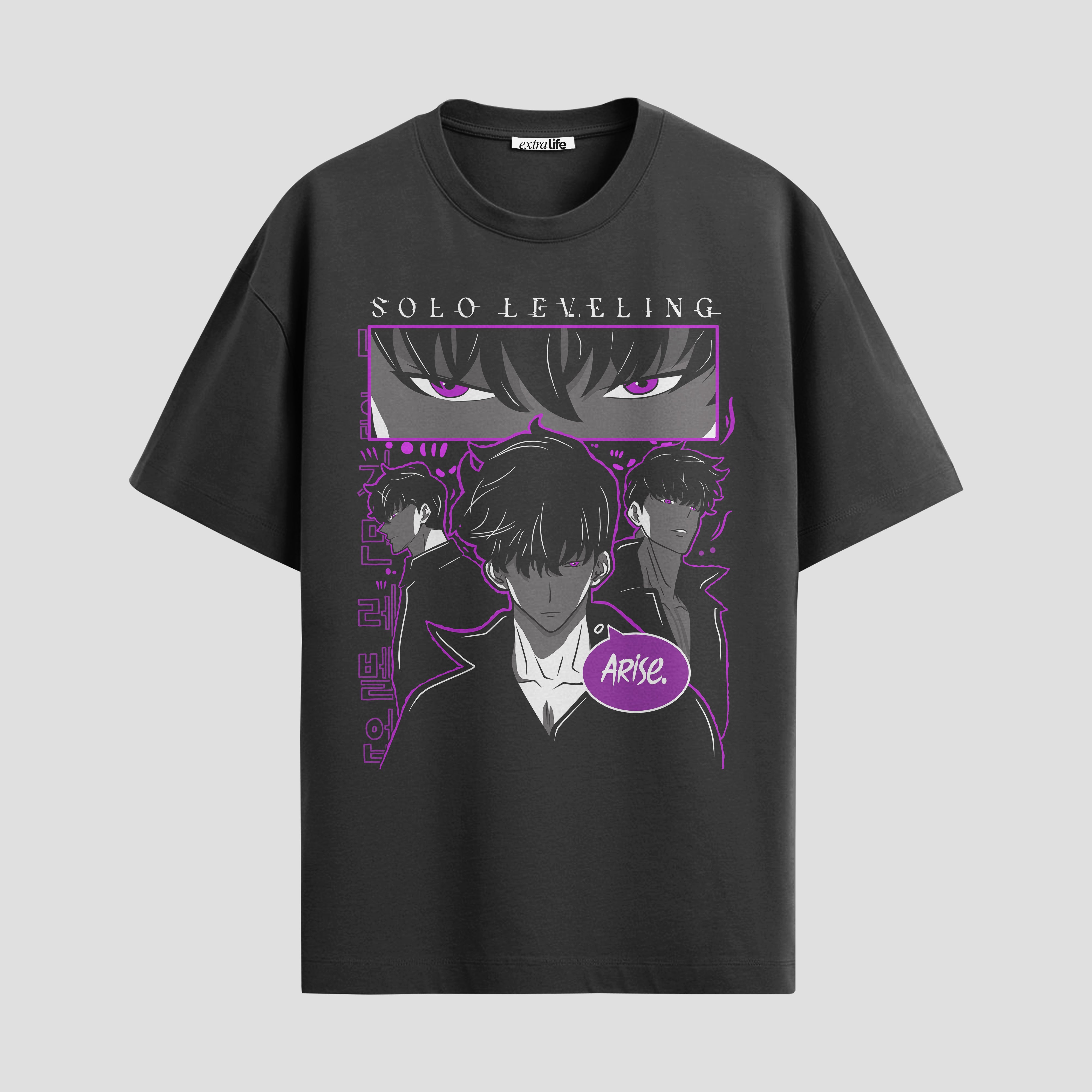 Playera urbana de anime y gaming ExtraLife MX, corte Standard Fit unisex ligero y transpirable en color Deep Black y Pure White, ropa de uso diario para gym y casual.