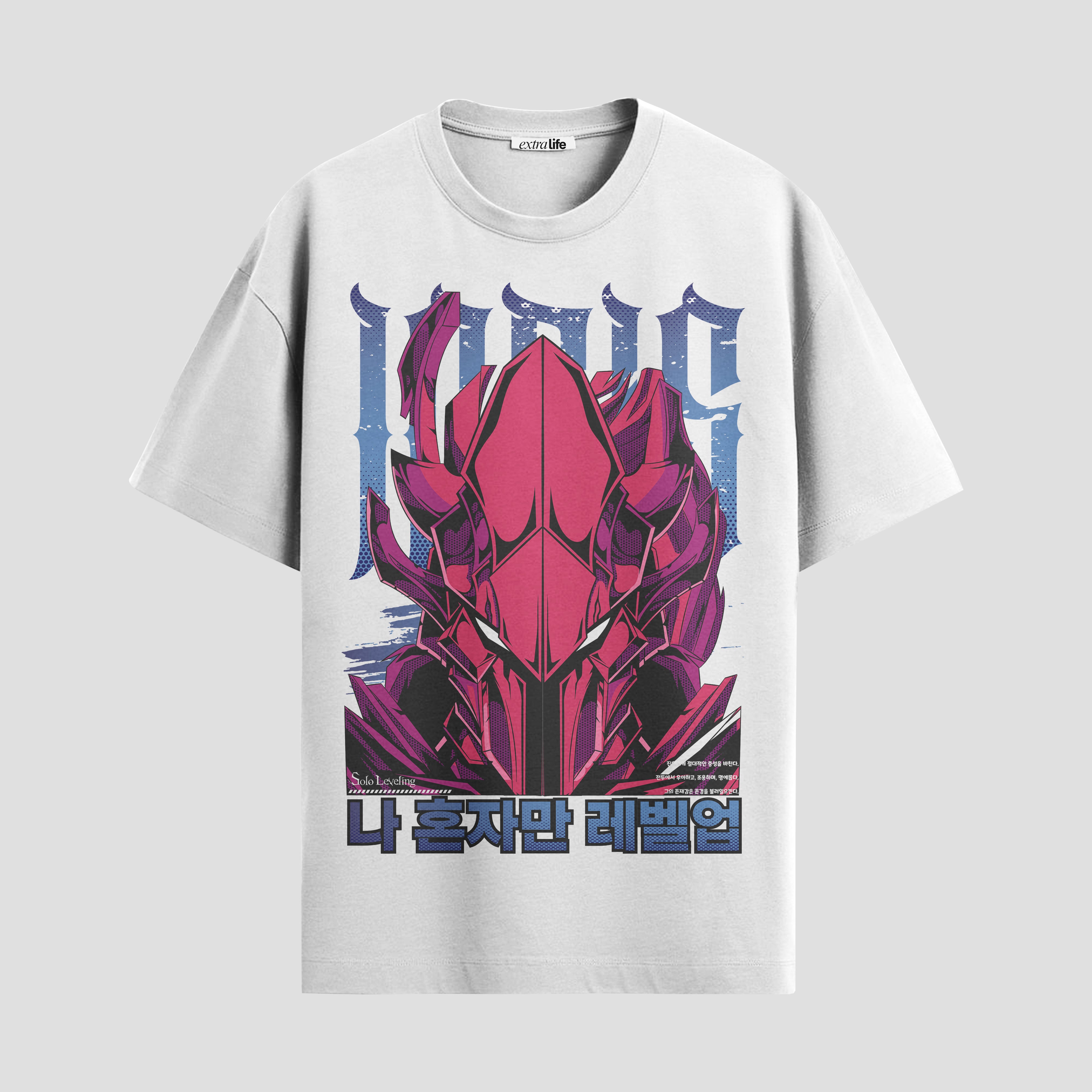 Playera urbana de anime y gaming ExtraLife MX, corte Standard Fit unisex ligero y transpirable en color Deep Black y Pure White, ropa de uso diario para gym y casual.