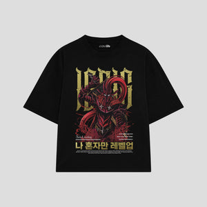 Playera streetwear premium de anime y gaming ExtraLife MX, corte oversized drop shoulder ligero y fresco en color Deep Black y Off-White, moda urbana mexicana de culto.
