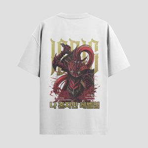 Playera urbana de anime y gaming ExtraLife MX, corte Standard Fit unisex ligero y transpirable en color Deep Black y Pure White, ropa de uso diario para gym y casual.