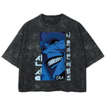 Playera streetwear premium de anime y gaming ExtraLife MX, corte boxy deluxe mineral wash heavyweight en color Acid Wash, moda urbana mexicana de culto.