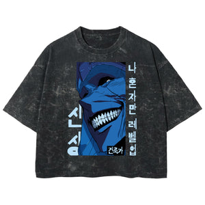 Playera streetwear premium de anime y gaming ExtraLife MX, corte boxy deluxe mineral wash heavyweight en color Acid Wash, moda urbana mexicana de culto.