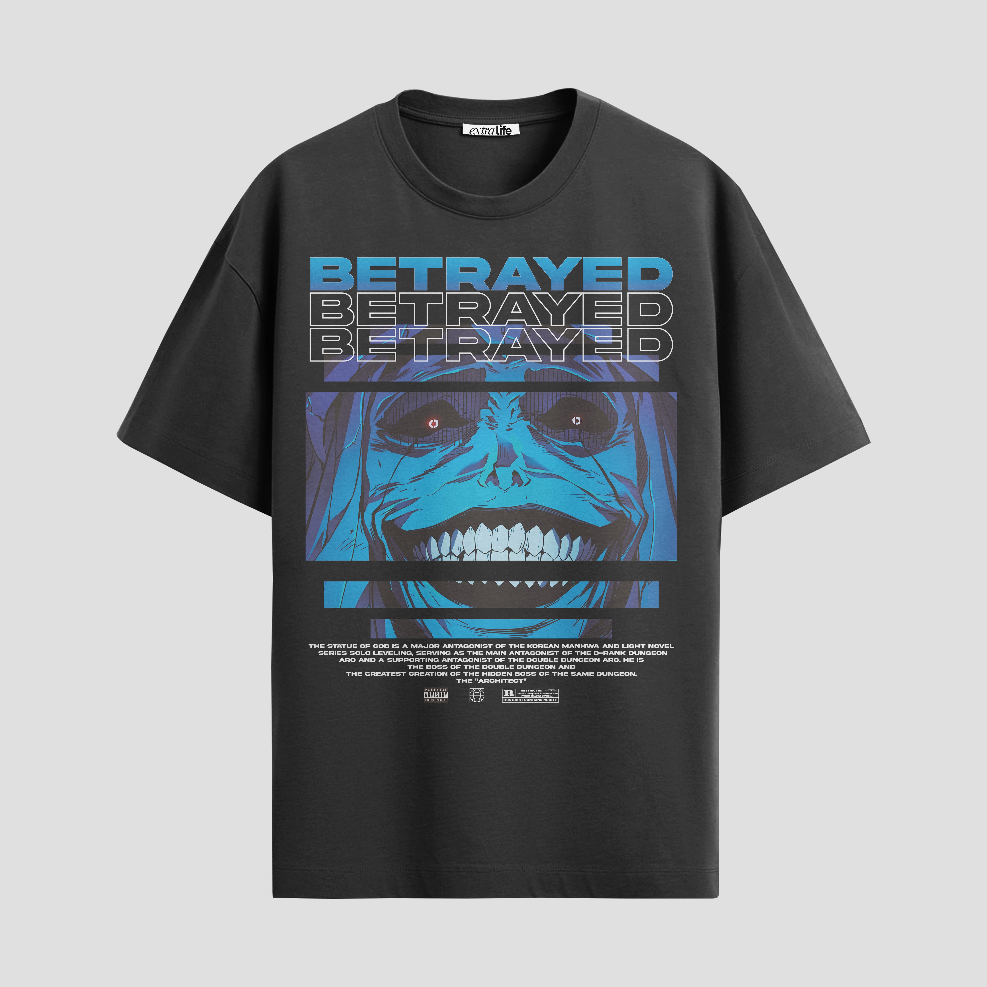 Playera urbana de anime y gaming ExtraLife MX, corte Standard Fit unisex ligero y transpirable en color Deep Black y Pure White, ropa de uso diario para gym y casual.