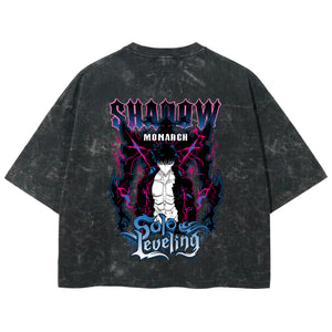 Playera streetwear premium de anime y gaming ExtraLife MX, corte boxy deluxe mineral wash heavyweight en color Acid Wash, moda urbana mexicana de culto.