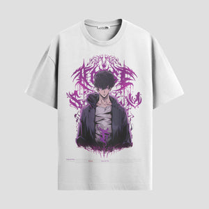 Playera urbana de anime y gaming ExtraLife MX, corte Standard Fit unisex ligero y transpirable en color Deep Black y Pure White, ropa de uso diario para gym y casual.