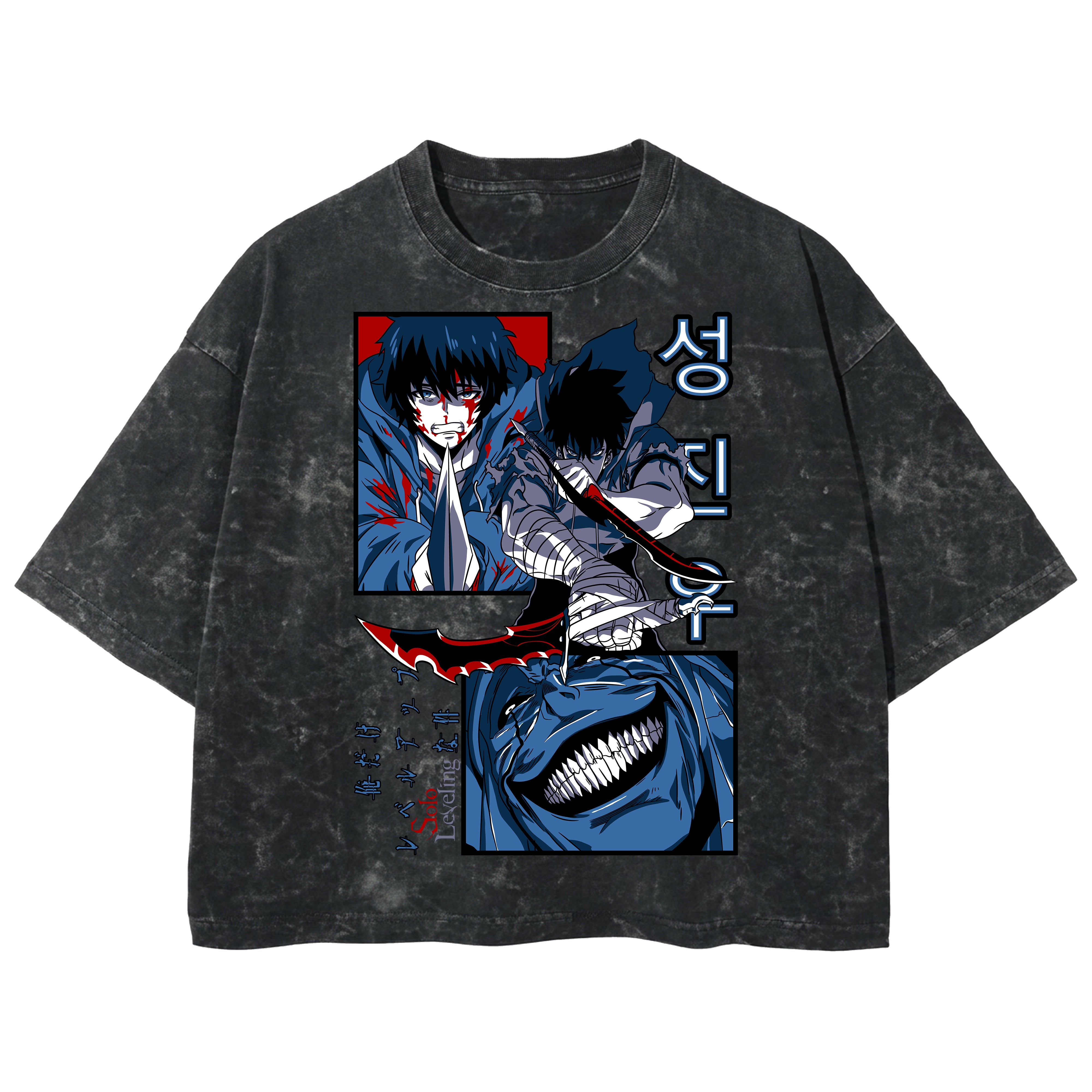 Playera streetwear premium de anime y gaming ExtraLife MX, corte boxy deluxe mineral wash heavyweight en color Acid Wash, moda urbana mexicana de culto.