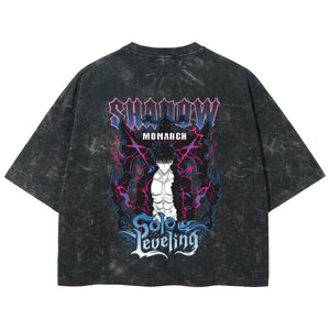 Playera streetwear premium de anime y gaming ExtraLife MX, corte boxy deluxe mineral wash heavyweight en color Acid Wash, moda urbana mexicana de culto.