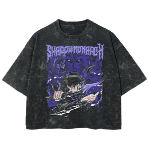 Playera streetwear premium de anime y gaming ExtraLife MX, corte boxy deluxe mineral wash heavyweight en color Acid Wash, moda urbana mexicana de culto.