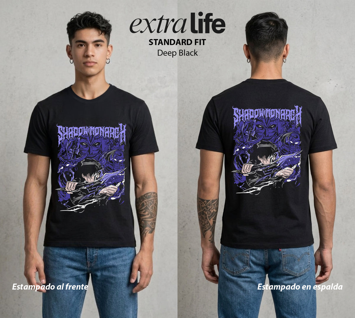 El Cazador Solitario | El Mas Debil al Mas Fuerte #04055 - Playera Classic Premium | Deep Black - Foto en modelo
