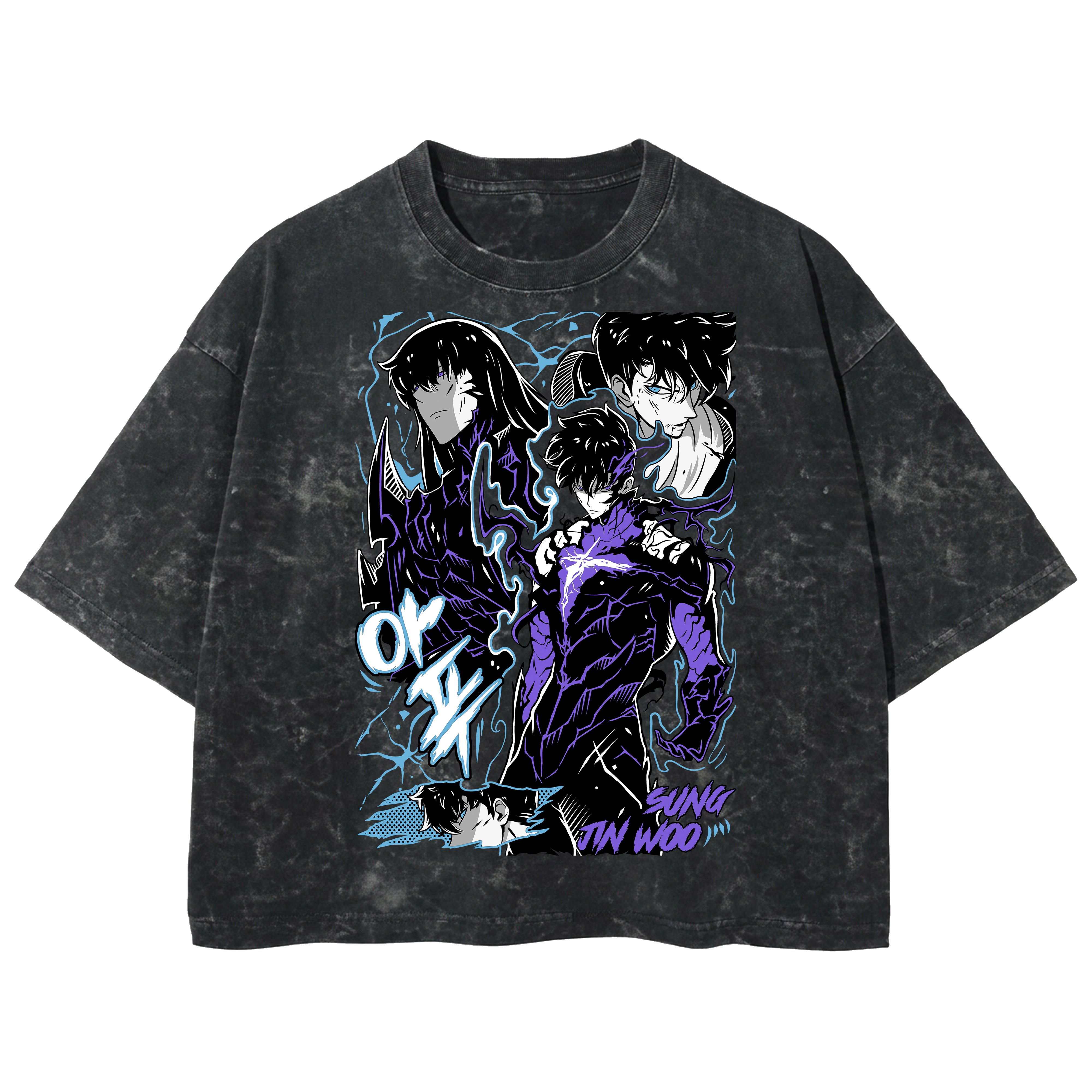 Playera streetwear premium de anime y gaming ExtraLife MX, corte boxy deluxe mineral wash heavyweight en color Acid Wash, moda urbana mexicana de culto.