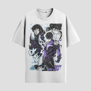 Playera urbana de anime y gaming ExtraLife MX, corte Standard Fit unisex ligero y transpirable en color Deep Black y Pure White, ropa de uso diario para gym y casual.