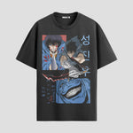 Playera urbana de anime y gaming ExtraLife MX, corte Standard Fit unisex ligero y transpirable en color Deep Black y Pure White, ropa de uso diario para gym y casual.