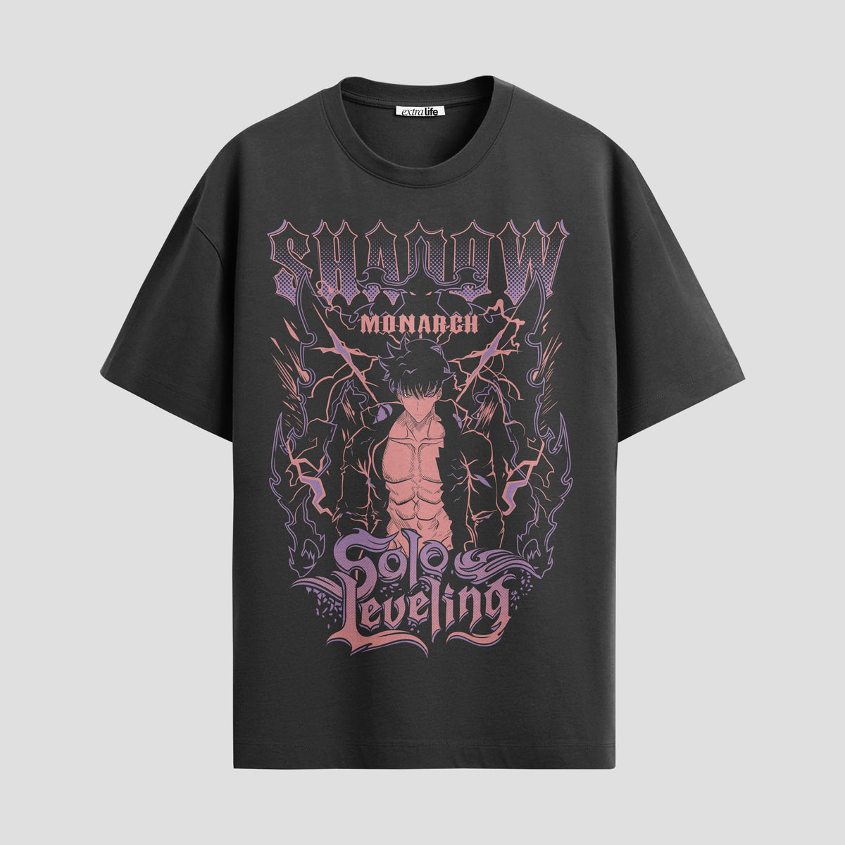 Playera urbana de anime y gaming ExtraLife MX, corte Classic Premium unisex ligero y transpirable en color Deep Black y Pure White, ropa de uso diario para gym y casual.
