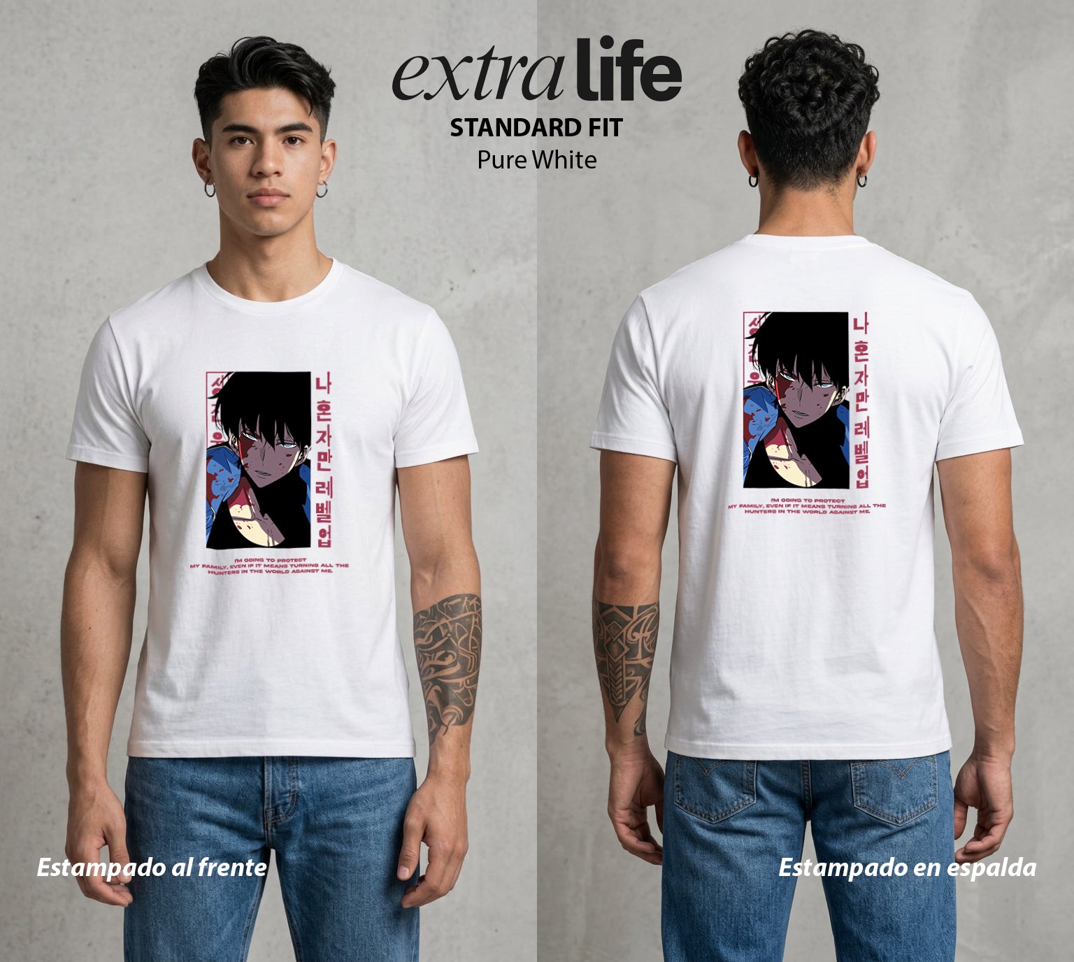 El Cazador Solitario | El Monarca de las Sombras #04064 - Playera Standard Fit | Pure White - Foto en modelo