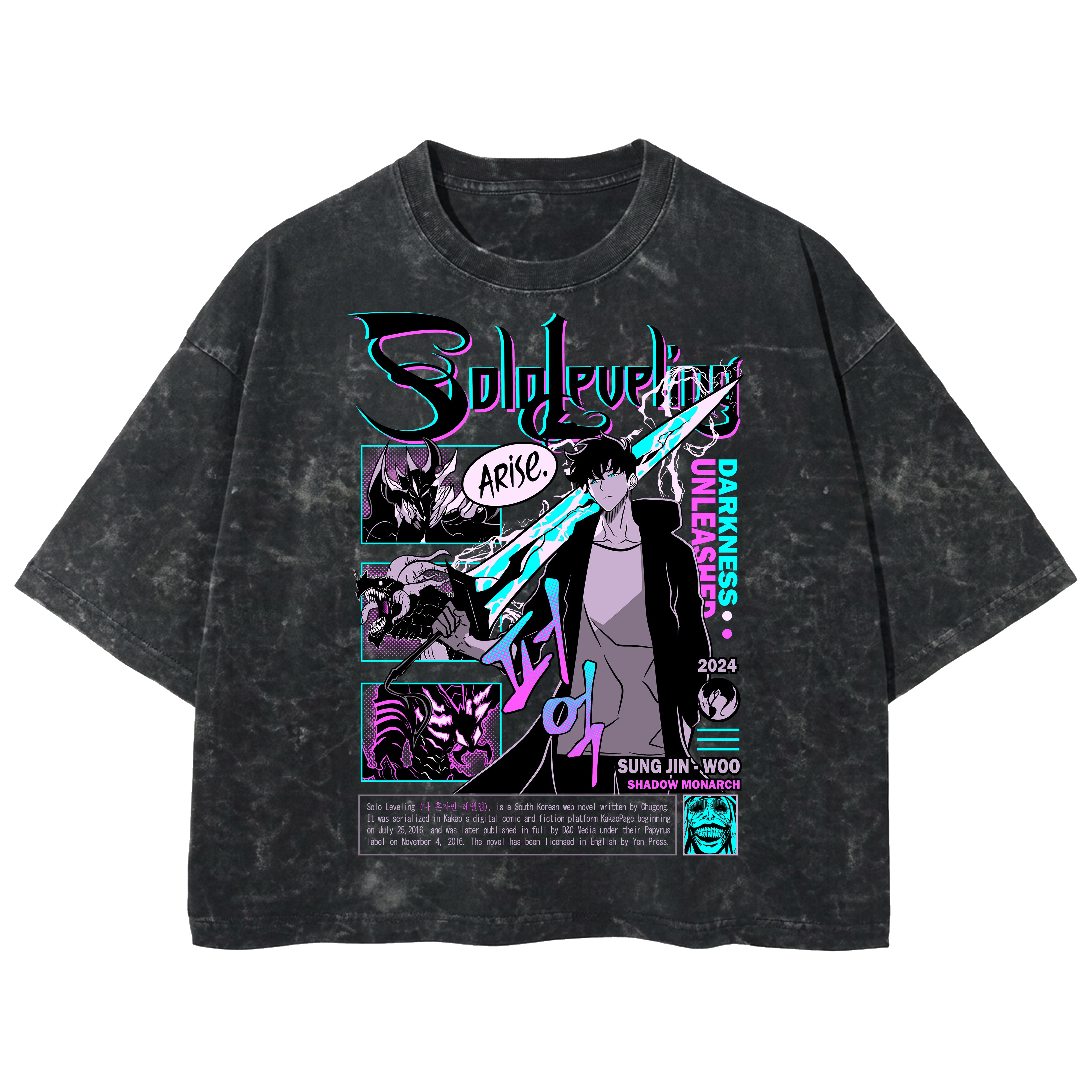 Playera streetwear premium de anime y gaming ExtraLife MX, corte boxy deluxe mineral wash heavyweight en color Acid Wash, moda urbana mexicana de culto.