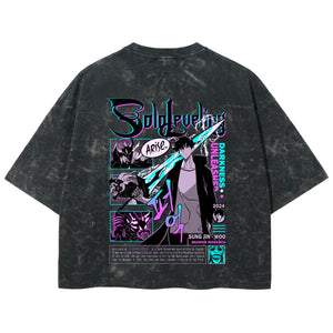 Playera streetwear premium de anime y gaming ExtraLife MX, corte boxy deluxe mineral wash heavyweight en color Acid Wash, moda urbana mexicana de culto.