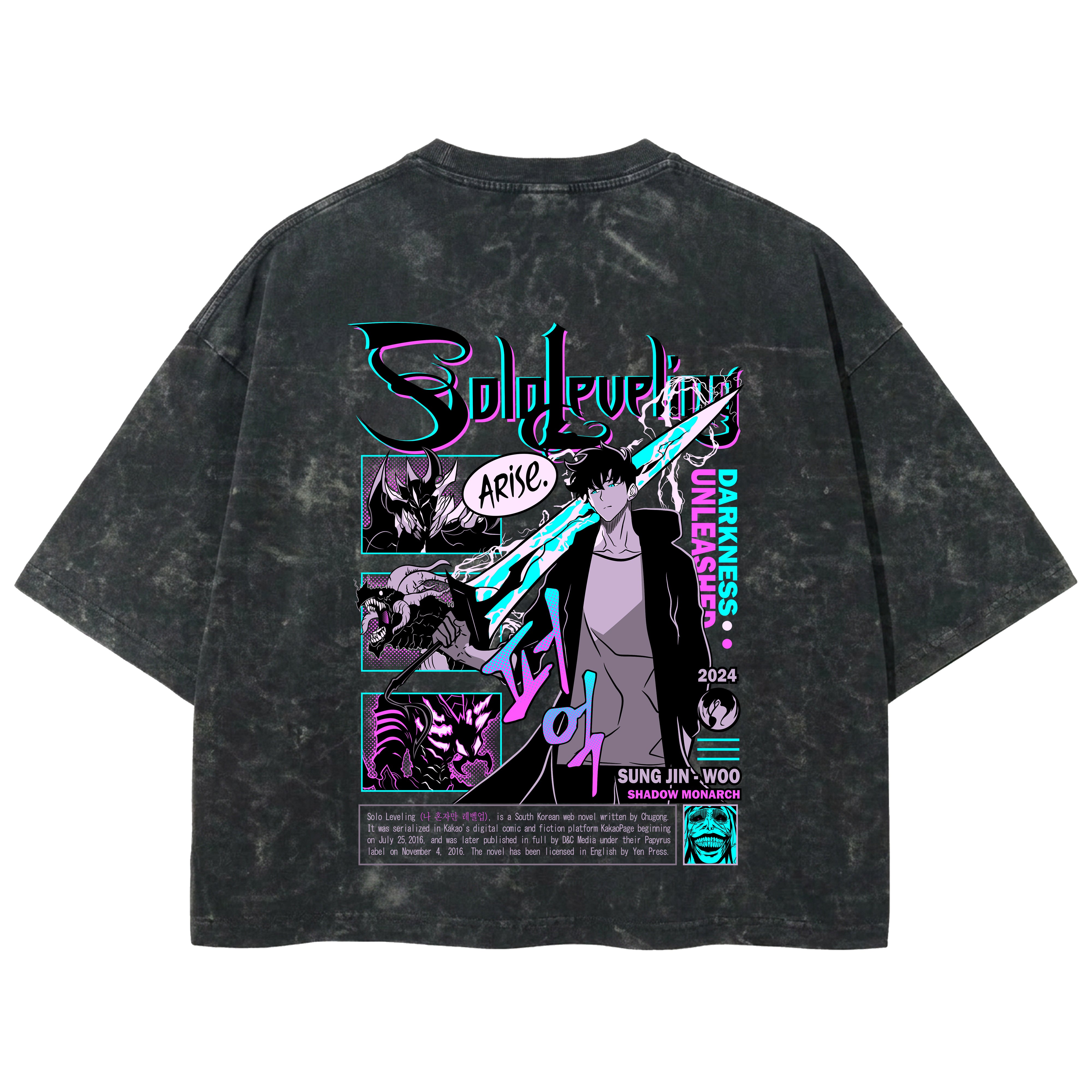 Playera streetwear premium de anime y gaming ExtraLife MX, corte boxy deluxe mineral wash heavyweight en color Acid Wash, moda urbana mexicana de culto.