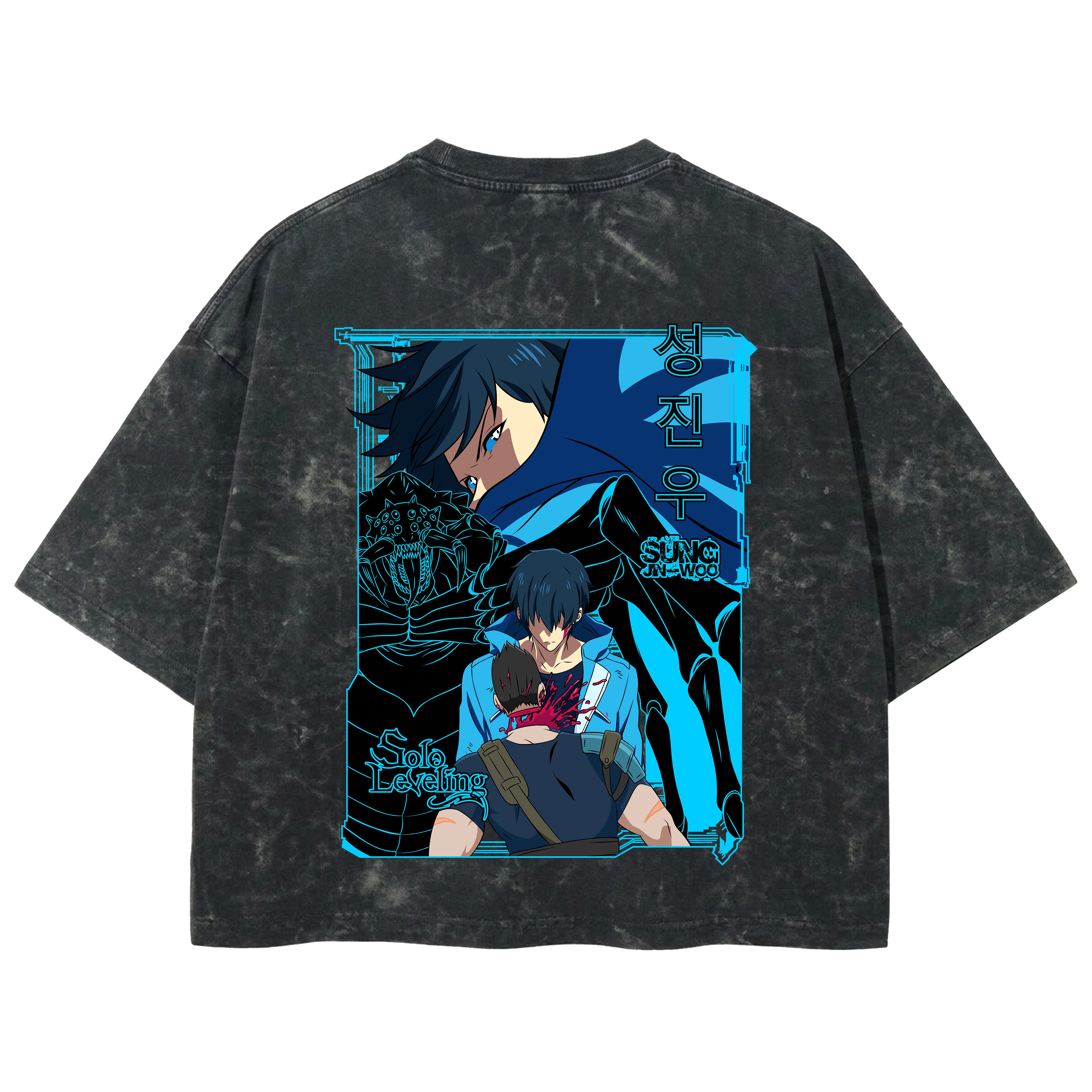 Playera streetwear premium de anime y gaming ExtraLife MX, corte boxy deluxe mineral wash heavyweight en color Acid Wash, moda urbana mexicana de culto.