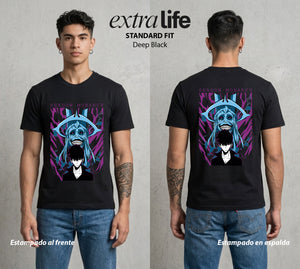 El Cazador Solitario | El Nivel del Bien #04068 - Playera Standard Fit | Deep Black - Foto en modelo