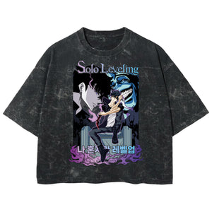 Playera streetwear premium de anime y gaming ExtraLife MX, corte boxy deluxe mineral wash heavyweight en color Acid Wash, moda urbana mexicana de culto.