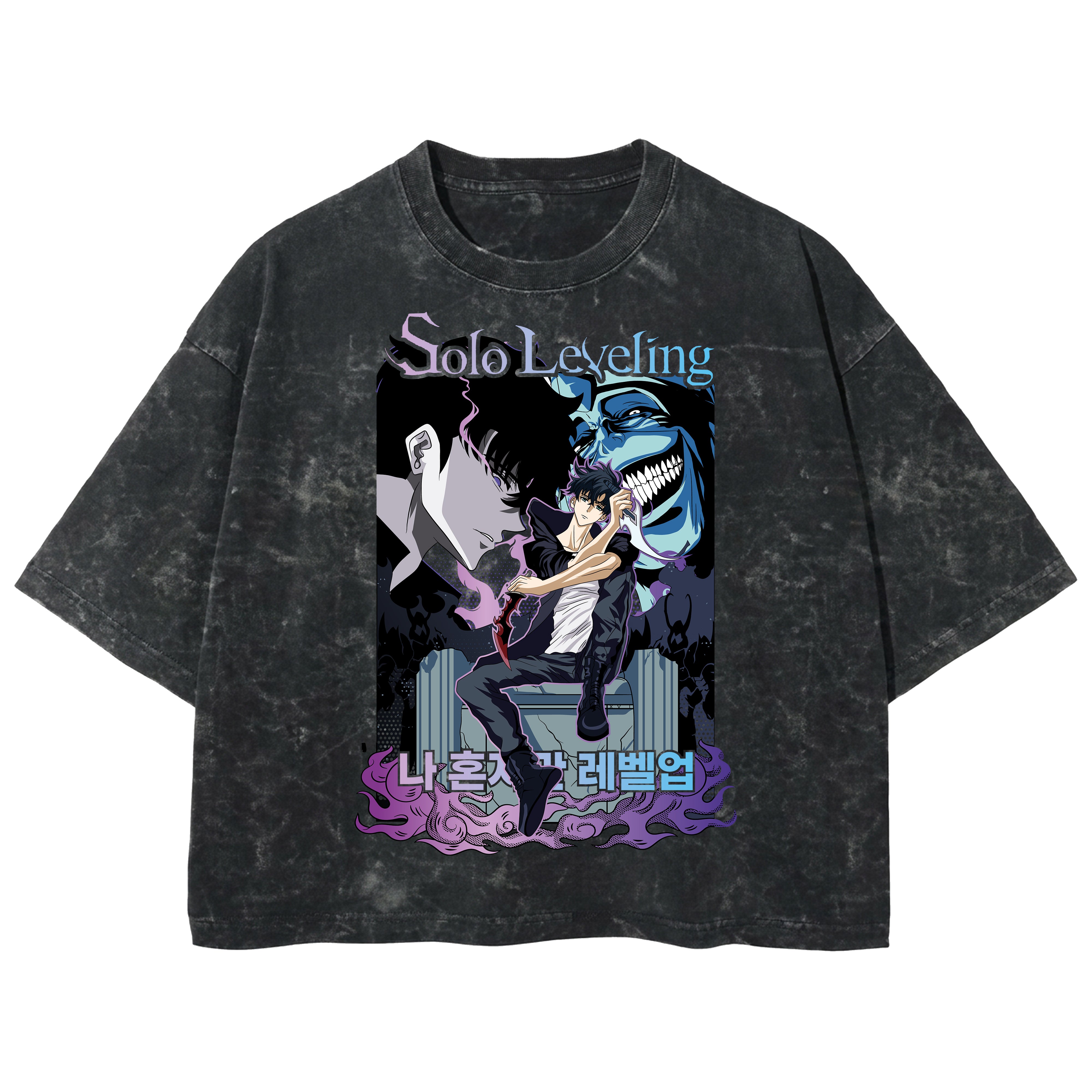 Playera streetwear premium de anime y gaming ExtraLife MX, corte boxy deluxe mineral wash heavyweight en color Acid Wash, moda urbana mexicana de culto.
