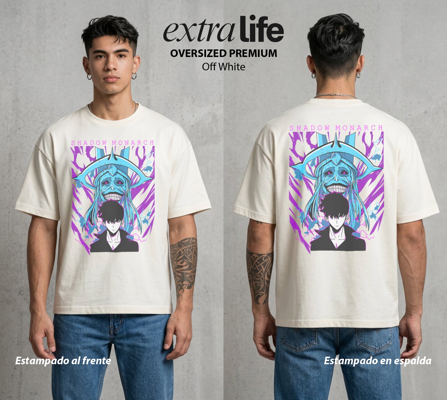El Cazador Solitario | El Cazador del Bien #04071 - Playera Oversized Premium | Off White - Foto en modelo