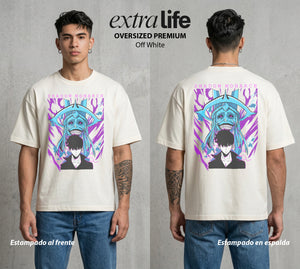 El Cazador Solitario | El Cazador del Bien #04071 - Playera Oversized Premium | Off White - Foto en modelo