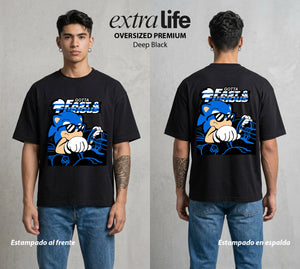 La Velocidad del Erizo | Velocidad y Furia #04073 - Playera Oversized Premium | Deep Black - Foto en modelo