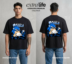 La Velocidad del Erizo | Velocidad y Furia #04073 - Playera Oversized Premium | Deep Black - Foto en modelo