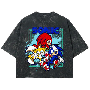 Playera streetwear premium de anime y gaming ExtraLife MX, corte boxy deluxe mineral wash heavyweight en color Acid Wash, moda urbana mexicana de culto.