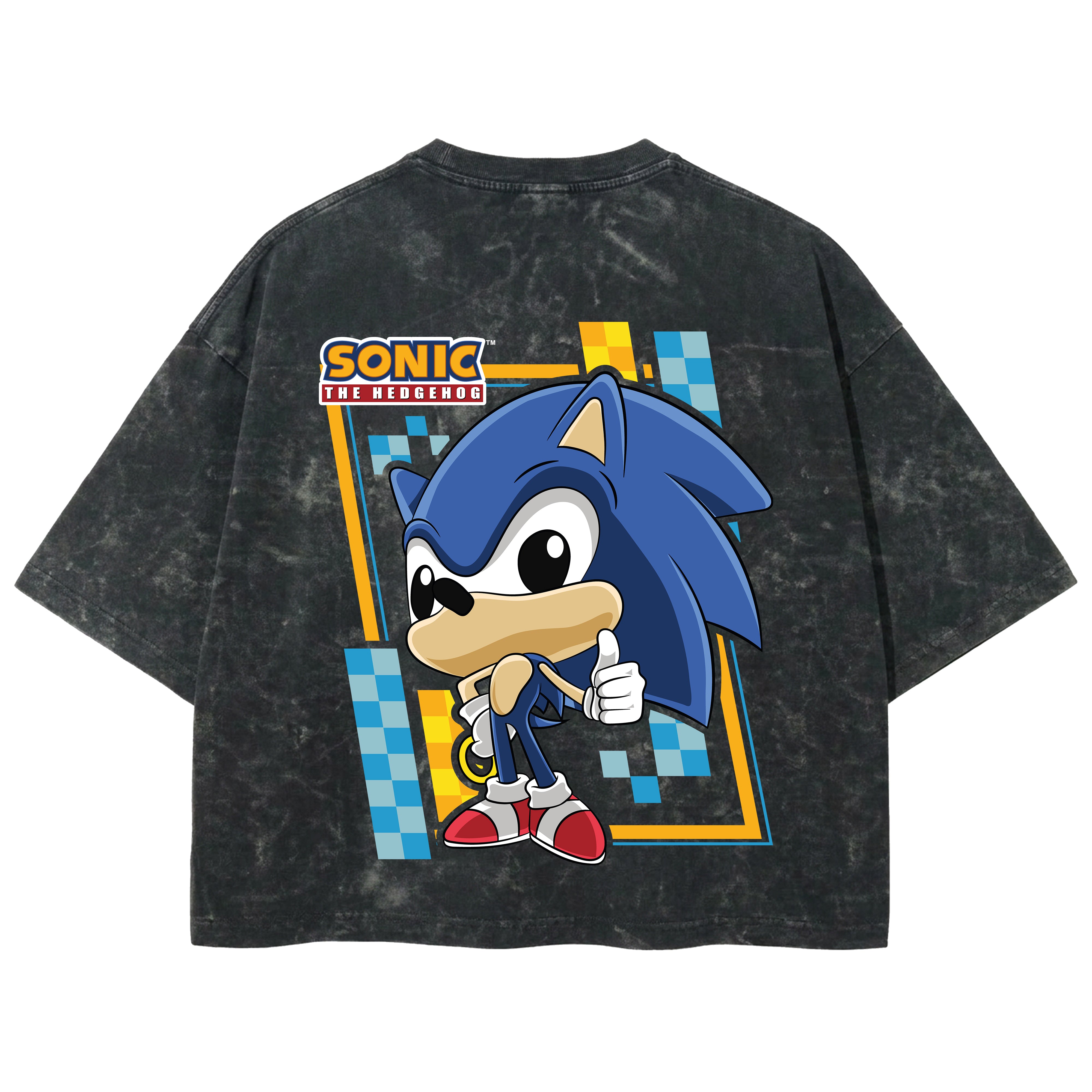 Playera streetwear premium de anime y gaming ExtraLife MX, corte boxy deluxe mineral wash heavyweight en color Acid Wash, moda urbana mexicana de culto.