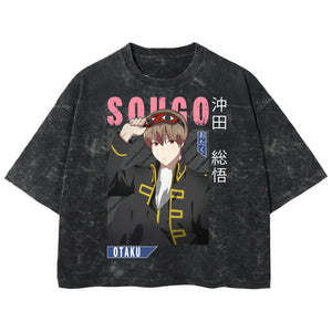 Playera streetwear premium de anime y gaming ExtraLife MX, corte boxy deluxe mineral wash heavyweight en color Acid Wash, moda urbana mexicana de culto.