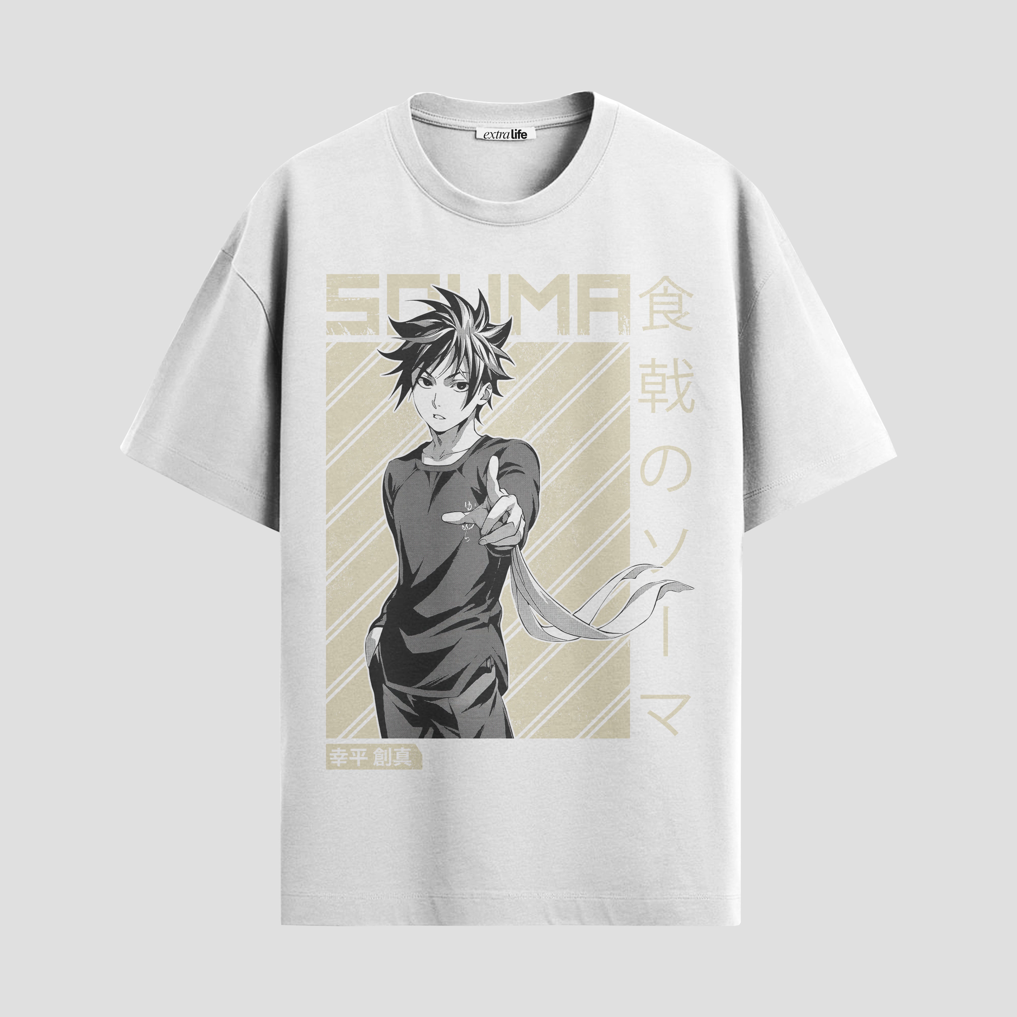 Playera urbana de anime y gaming ExtraLife MX, corte Standard Fit unisex ligero y transpirable en color Deep Black y Pure White, ropa de uso diario para gym y casual.