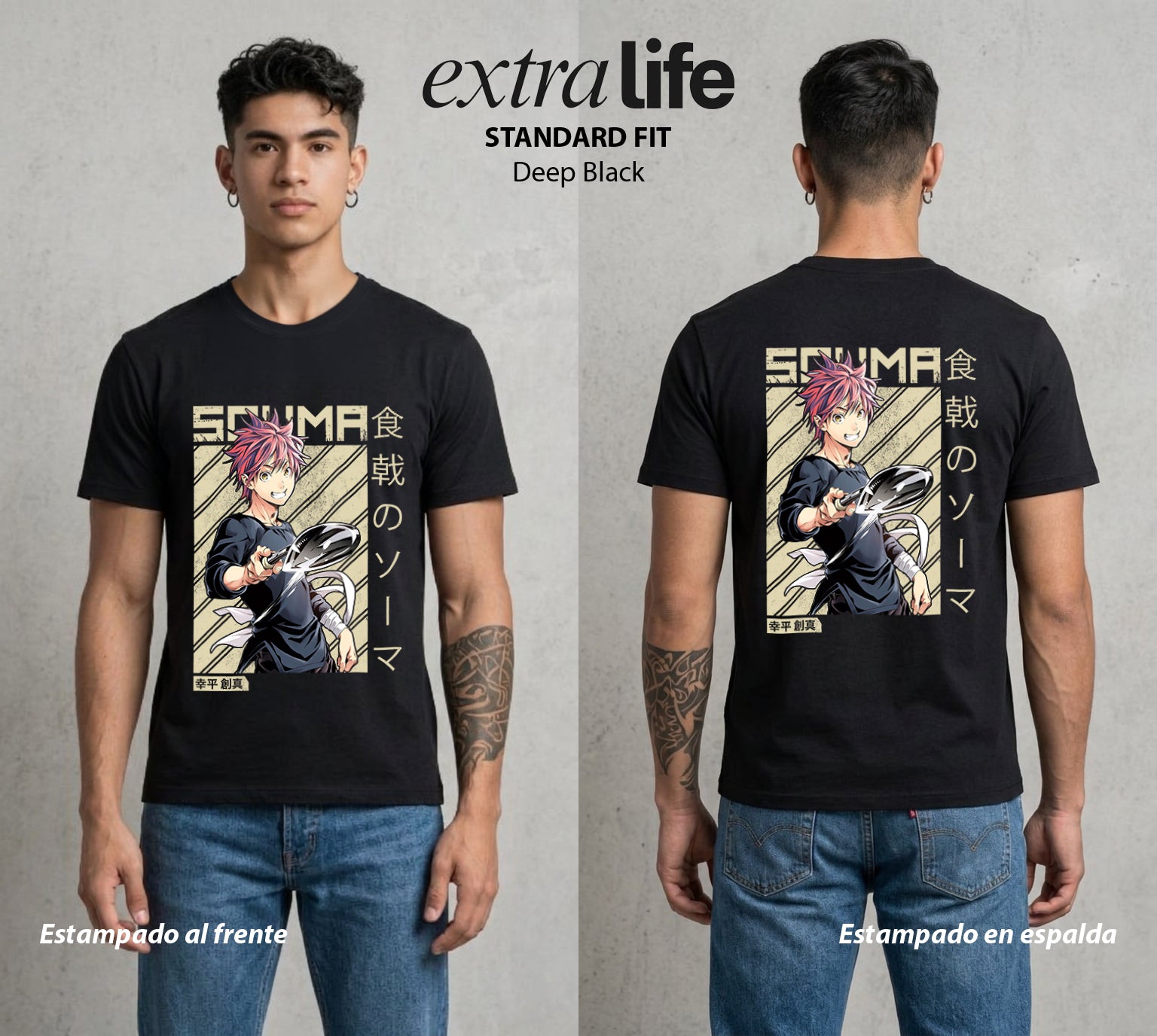 La Batalla de los Sabores | El Sabor del Duelo #04086 - Playera Standard Fit | Deep Black - Foto en modelo
