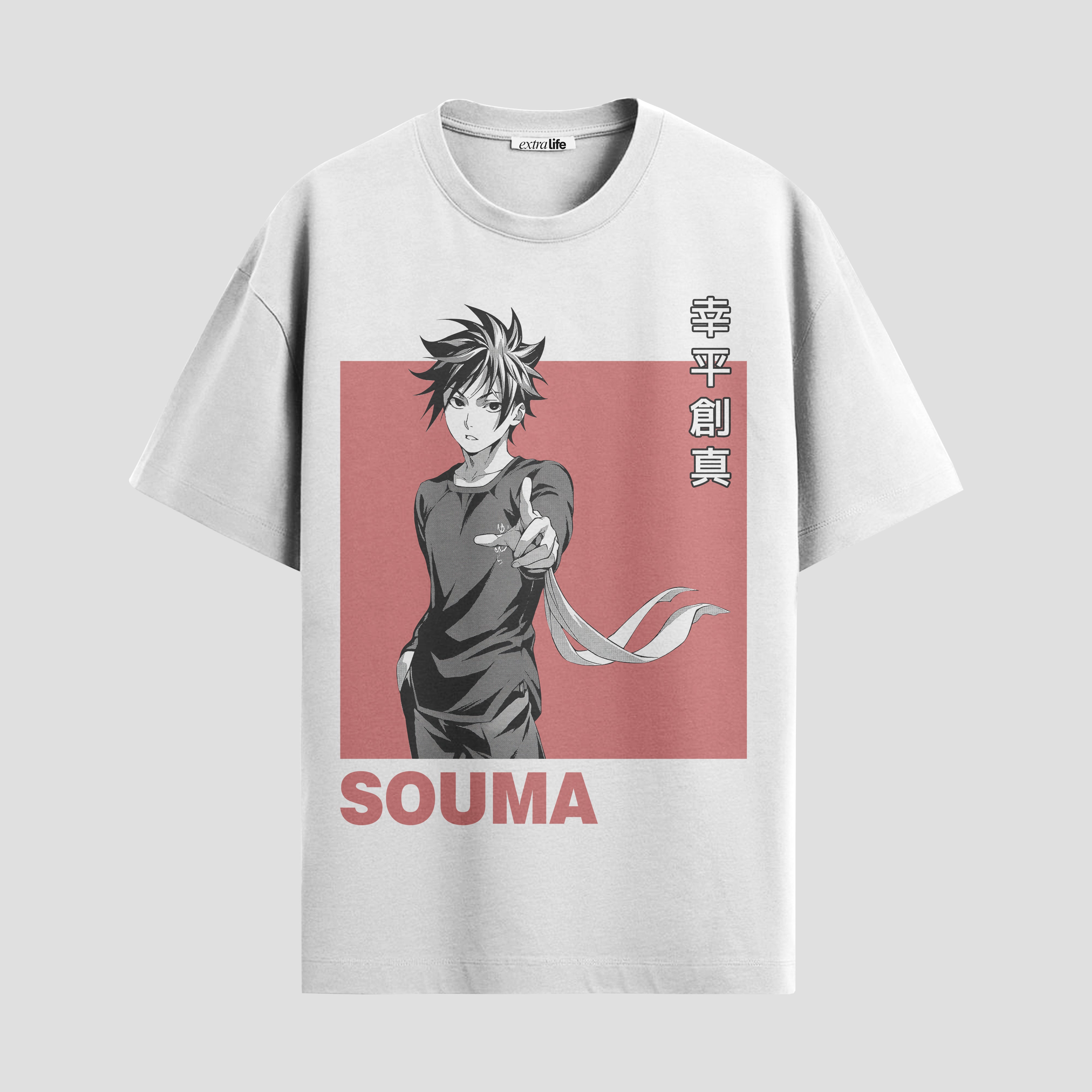 Playera urbana de anime y gaming ExtraLife MX, corte Standard Fit unisex ligero y transpirable en color Deep Black y Pure White, ropa de uso diario para gym y casual.