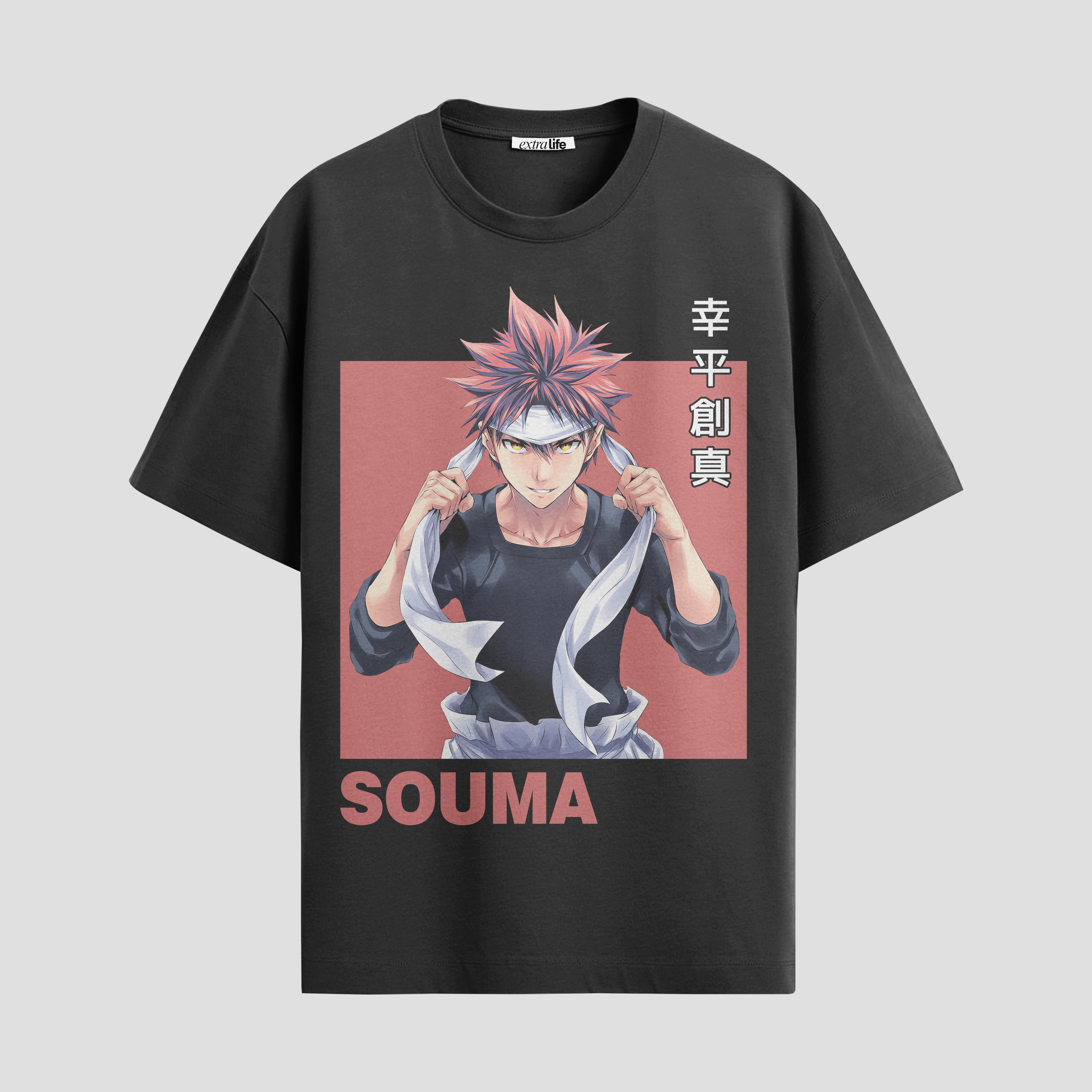 Playera urbana de anime y gaming ExtraLife MX, corte Standard Fit unisex ligero y transpirable en color Deep Black y Pure White, ropa de uso diario para gym y casual.