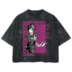 Playera streetwear premium de anime y gaming ExtraLife MX, corte boxy deluxe mineral wash heavyweight en color Acid Wash, moda urbana mexicana de culto.