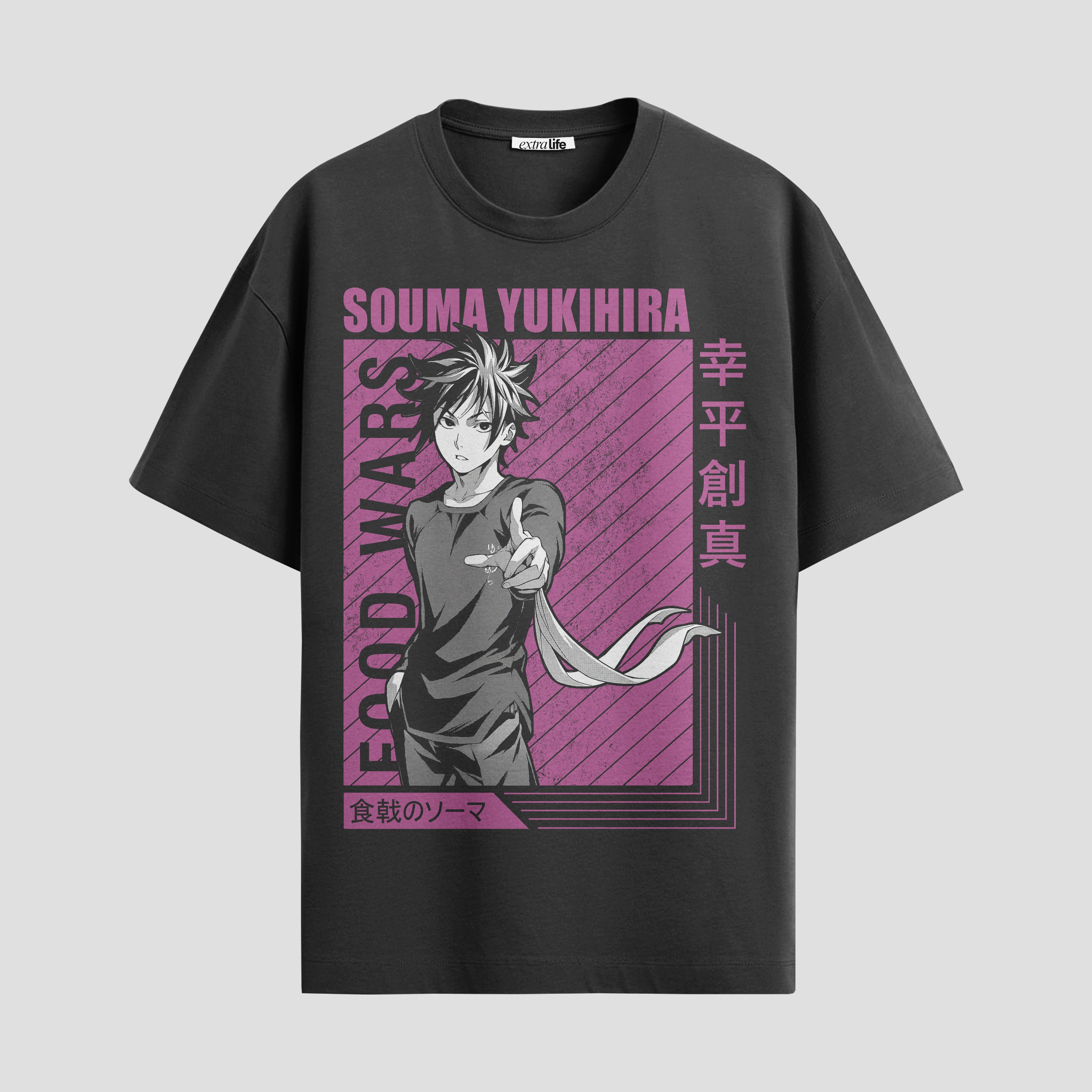 Playera urbana de anime y gaming ExtraLife MX, corte Standard Fit unisex ligero y transpirable en color Deep Black y Pure White, ropa de uso diario para gym y casual.