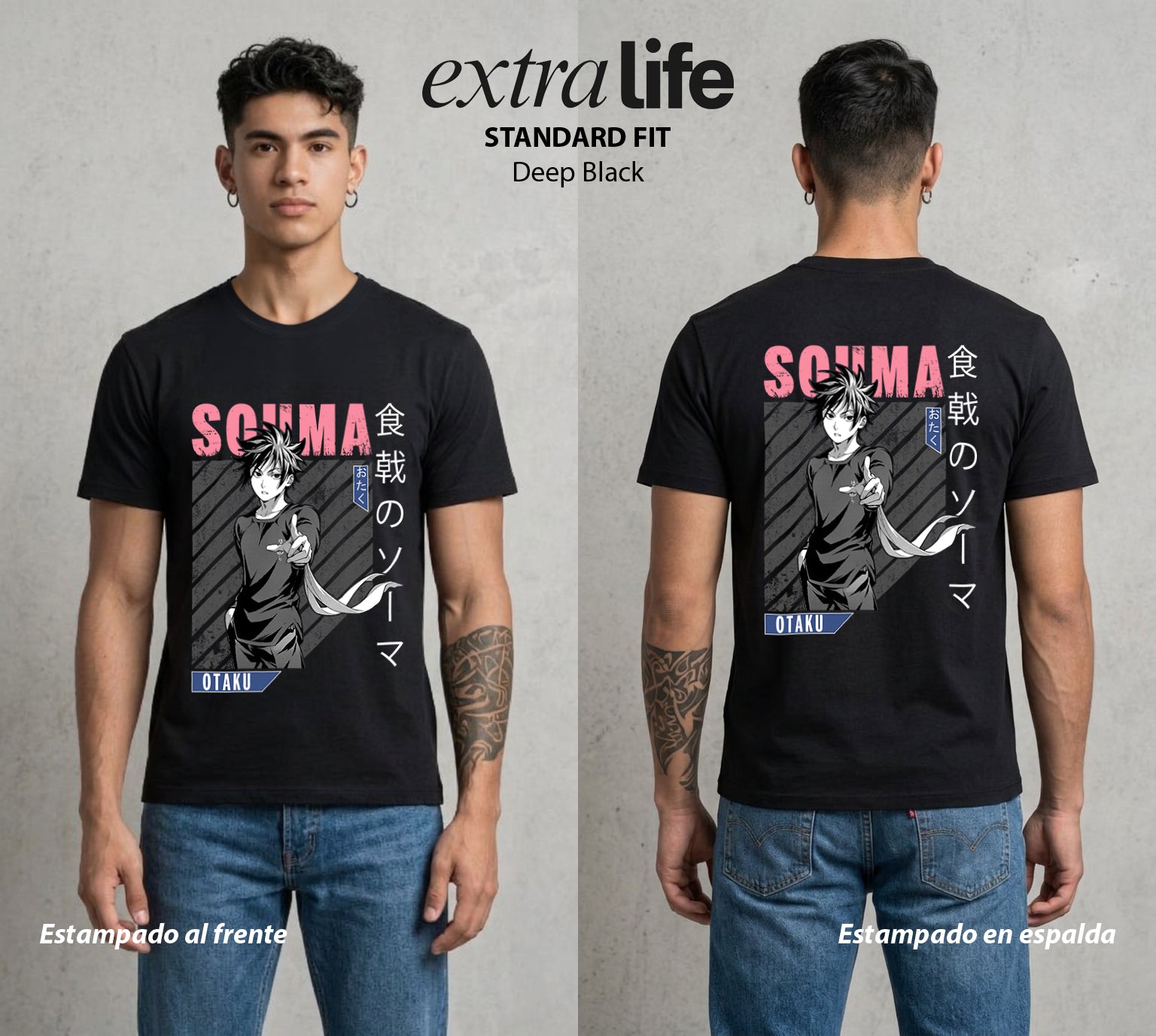 La Batalla de los Sabores | El Sabor del Duelo #04094 - Playera Standard Fit | Deep Black - Foto en modelo