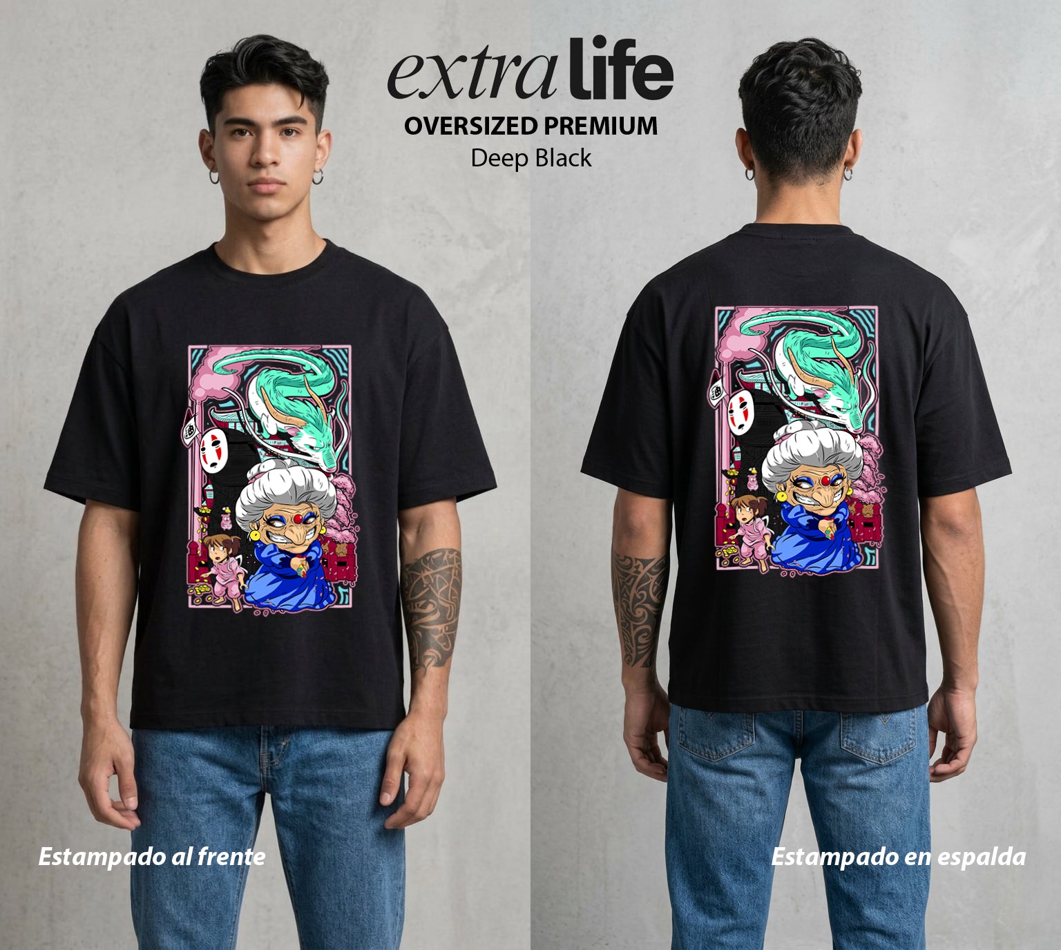 El Estudio del Viento | Los del Baño #04104 - Playera Oversized Premium | Deep Black - Foto en modelo